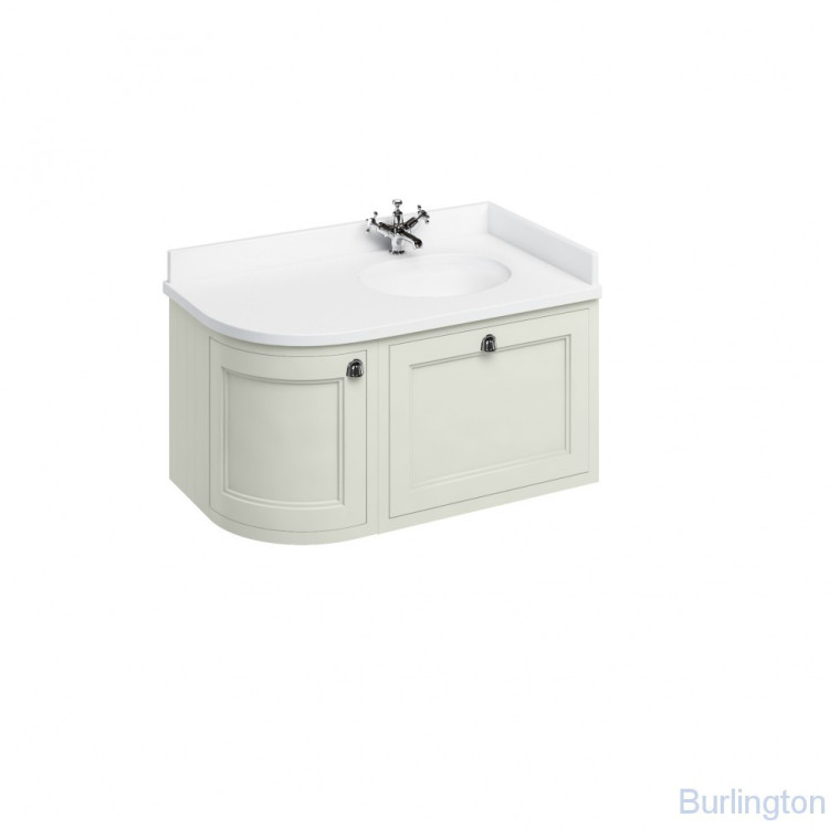 Тумба со столешницей 100 см, угловая правосторонняя, цвет песочный [FW6S + BW98R]