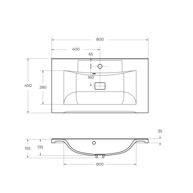 Раковина из литьевого мрамора, 800x450x150 BelBagno BB800/450-LV-MR-PR