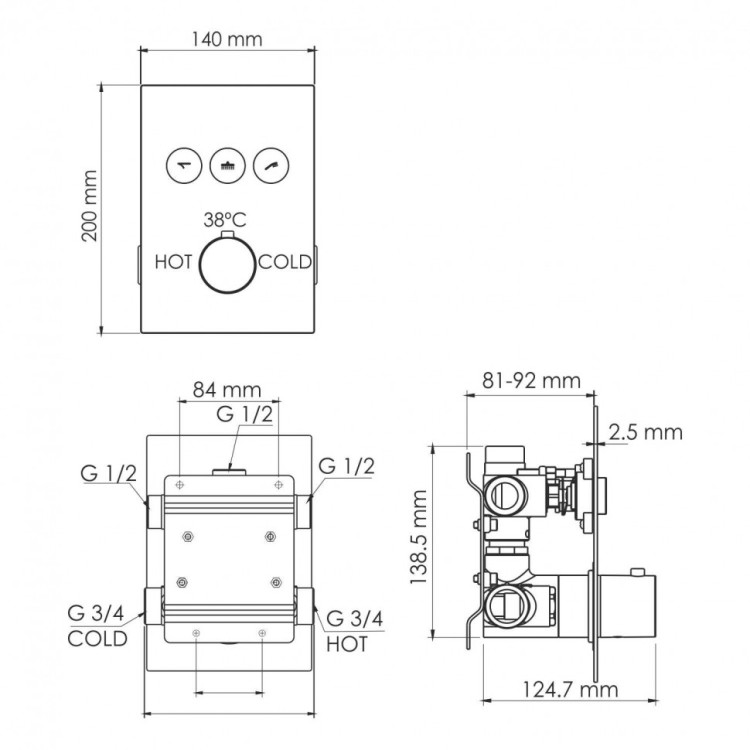 WasserKRAFT Neime 1944 Thermo Смеситель для ванндуша