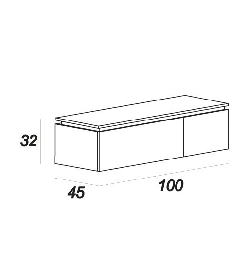 Подвесной шкафчик с двумя выдвижными ящиками, 100х45х32 Cezares 55076