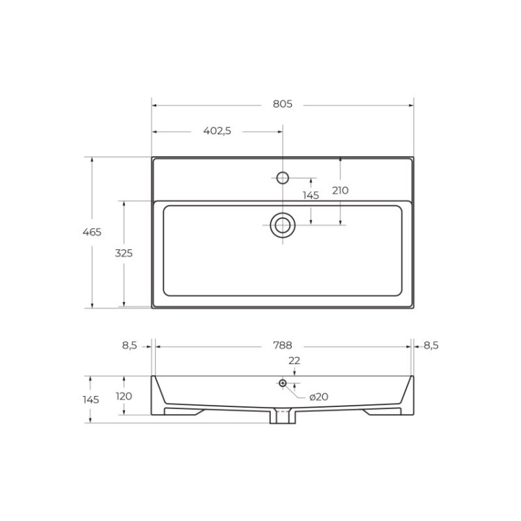 Раковина керамическая двойная Cezares CZR-MIL-120-2-LVB