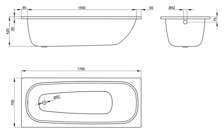 Стальная ванна Bette Form 170x70