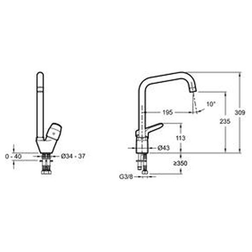 Смеситель для кухни Jacob Delafon Brive E75770-CP
