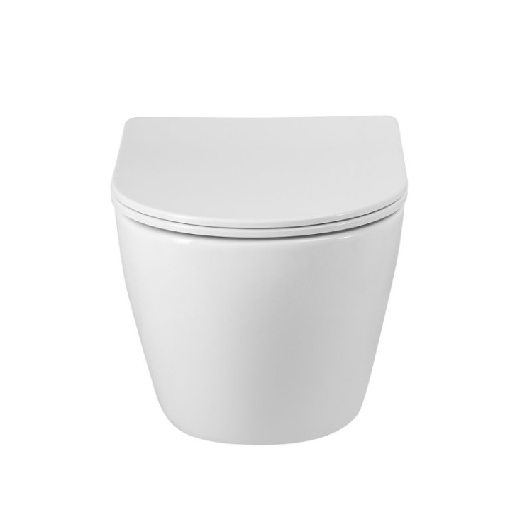 Унитаз подвесной безободковый с сиденьем Cezares BB046CHR/SC