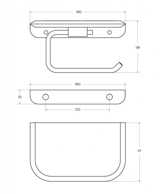 Держатель для туалетной бумаги с полочкой Cezares LINER-PHM-GM