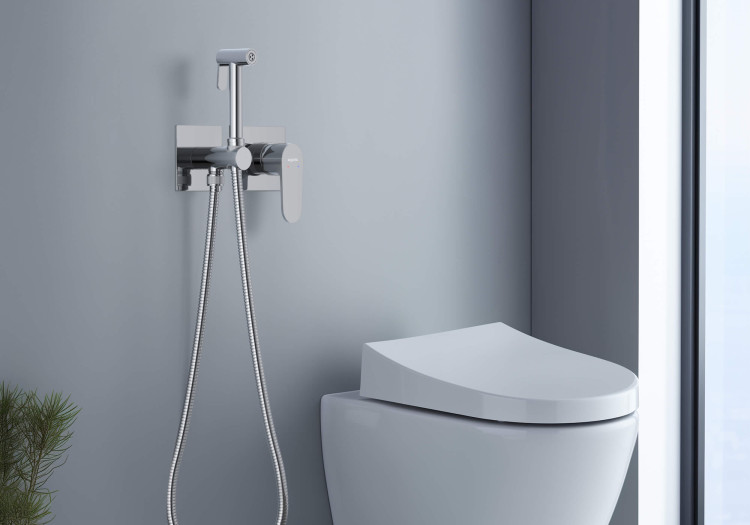 Комплект для гигиенического душа встроенный 2 отв. (смеситель + гигиеническая лейка + шланг) Aquatek AQ1220CR ОБЕРОН