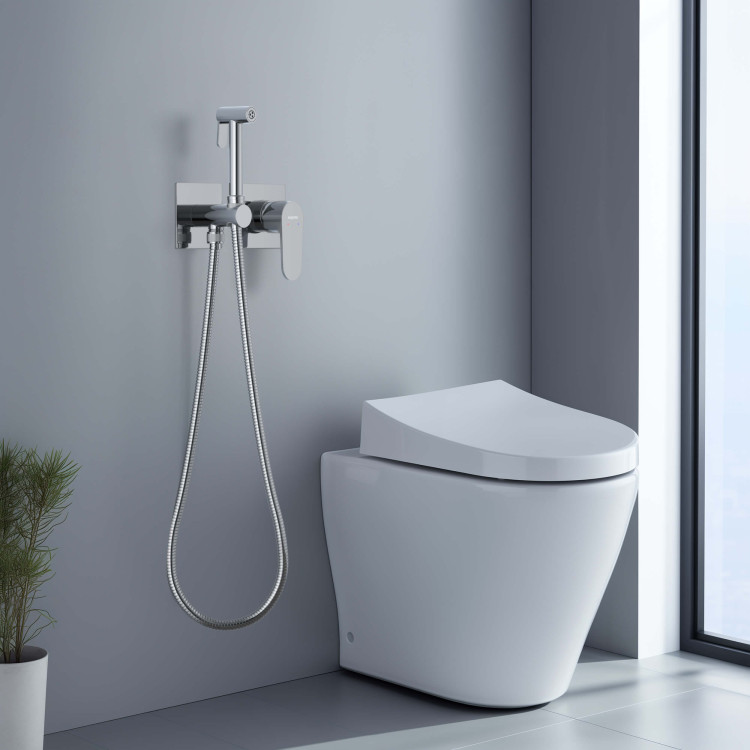 Комплект для гигиенического душа встроенный 2 отв. (смеситель + гигиеническая лейка + шланг) Aquatek AQ1220CR ОБЕРОН