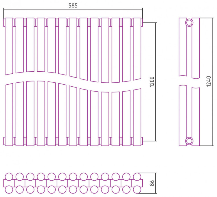 Отопительный радиатор Сунержа Эстет-11 1200х585 13 секций Состаренная бронза