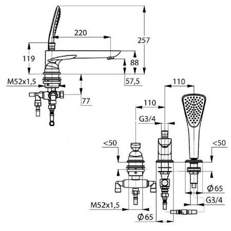 Смеситель на борт ванны Kludi Balance 524470575
