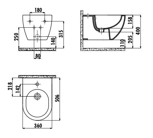 CREAVIT FREE Биде АНТРАЦИТ