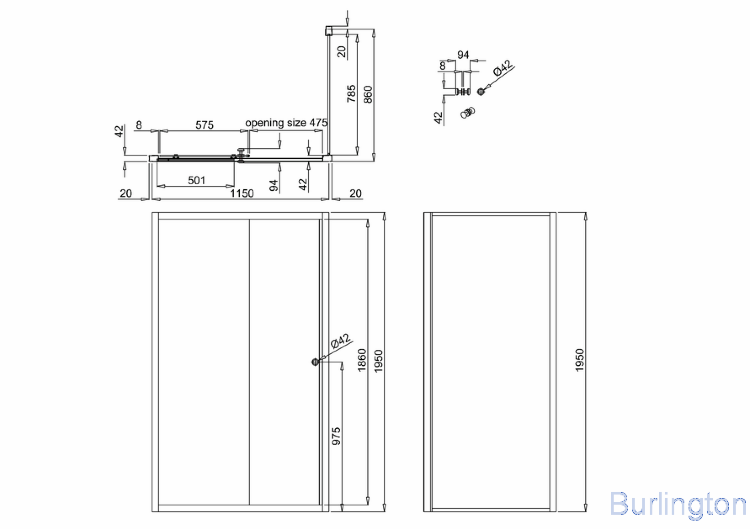 Дверь Arcade 1200mm раздвижная с боковым экраном 900mm [ARC46 + ARC53]