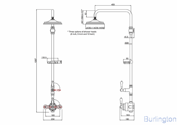 Душевая стойка c внешним термостатом BF2S c душевой насадкой 9''