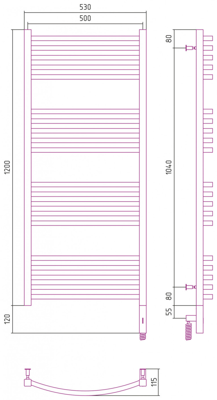 Полотенцесушитель электрический Сунержа Аркус 3.0 1200х600 МЭМ правый Матовый белый