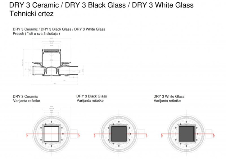 Точечный трап 100х100 мм Confluo Standard Vertical Dry White Glass,с сухим затвором,белое стекло, с рамкой PESTAN 13000111