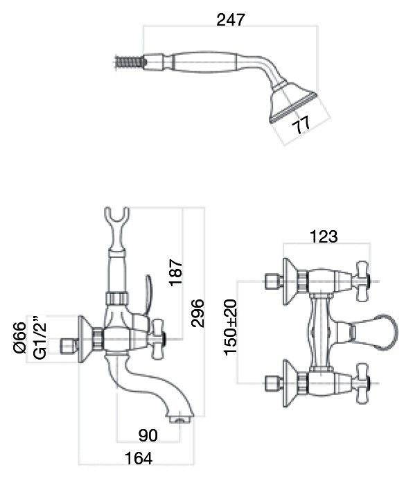 Смеситель для ванны Webert Armony AM720201