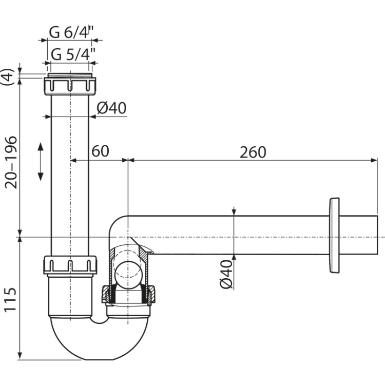 Сифон для сбора конденсата DN40 Alcadrain AKS3