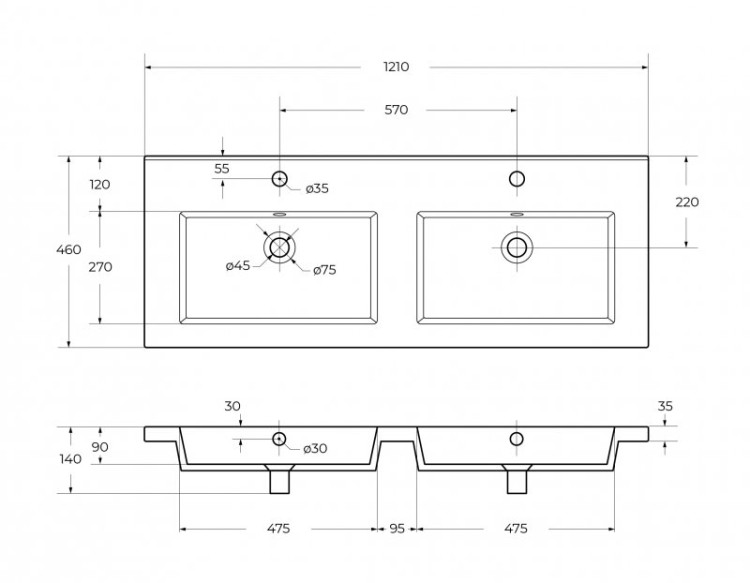 Шкаф подвесной с двумя распашными дверцами с доводчиками, с двумя полками Cezares MOLVENO-1600-2A-SC-RRIV