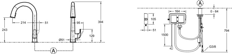 Электронный сенсорный смеситель для кухни с возможностью ручного управления Jacob Delafon SENSATE E72218-B7-CP