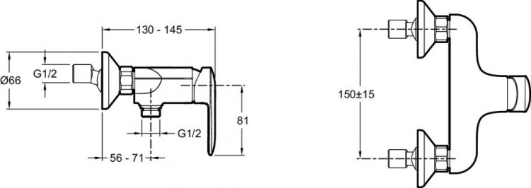 Однорычажный настенный смеситель для душа Jacob Delafon KUMIN E99463-CP