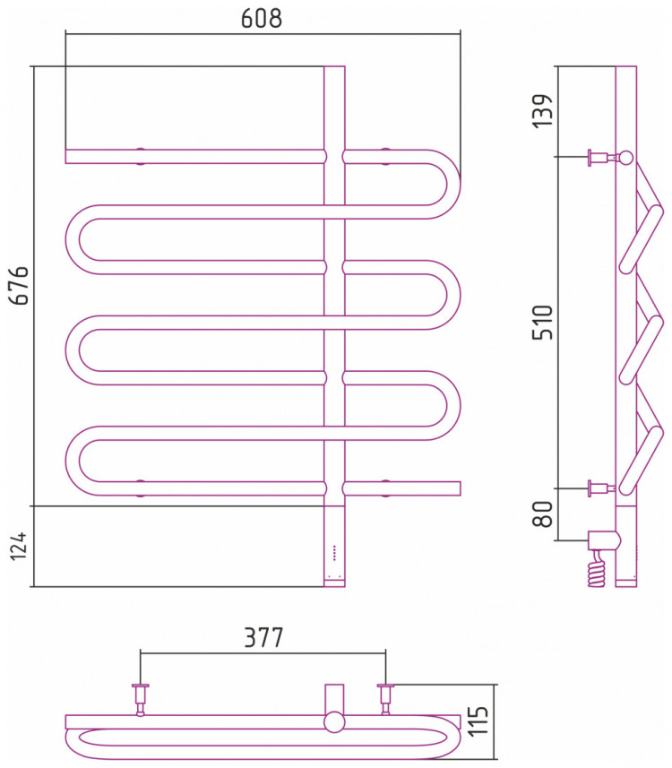 Полотенцесушитель электрический Сунержа Эпатаж 3.0 800х600 МЭМ правый Матовое золото