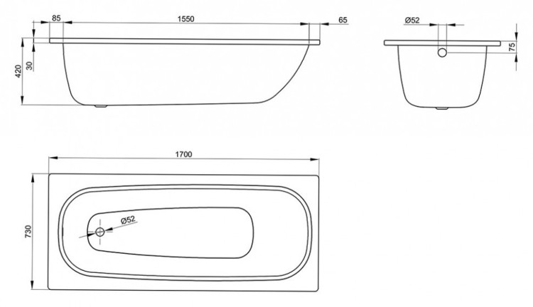 Стальная ванна Bette Form 170x73
