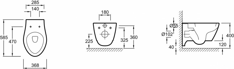 Подвесной унитаз 58,5 х 36,8 см Jacob Delafon VIA E1744-00