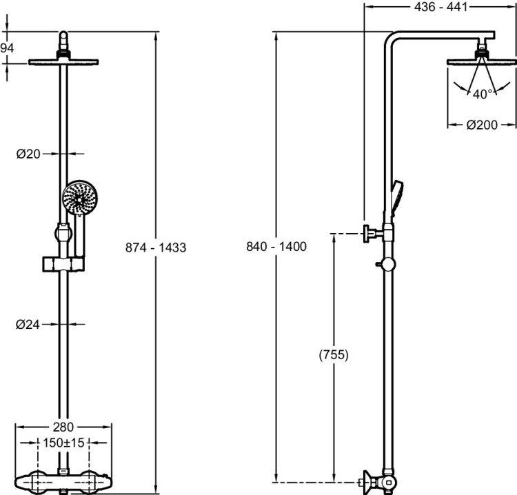 Душевая колонна Jacob Delafon BRIVE E24444-CP