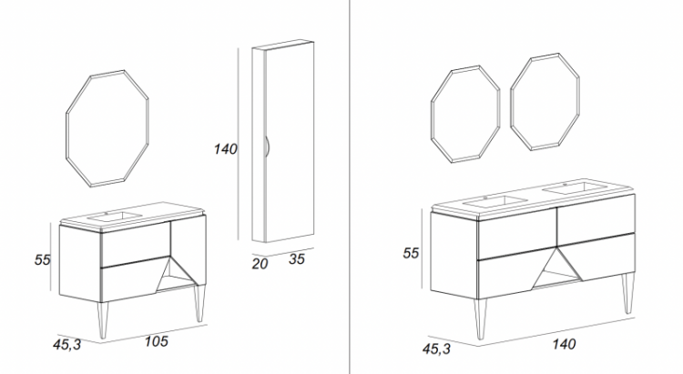 Раковина из искусственного мрамора с двумя чашами Cezares 50215