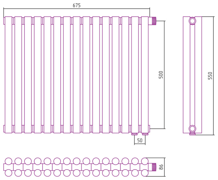Отопительный радиатор Сунержа Эстет-11 EU50 500х675 15 секций Белый
