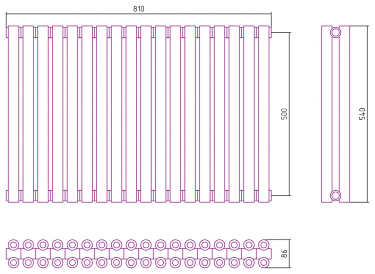 Отопительный радиатор Сунержа Эстет-00 500х810 18 секций Тёмный титан муар
