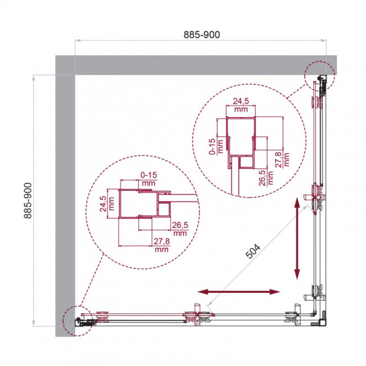 Душевой уголок BELBAGNO LUCE-A-2 Cezares LUCE-A-2-90-P-Cr
