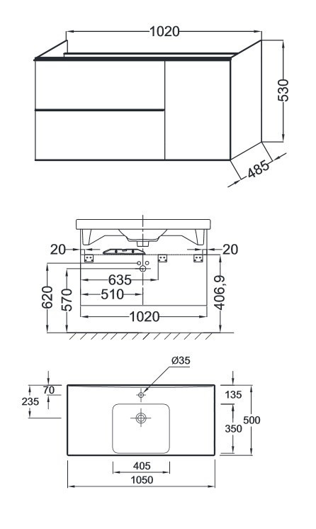 Тумба под раковину Jacob Delafon Odeon Up 100 подвесная