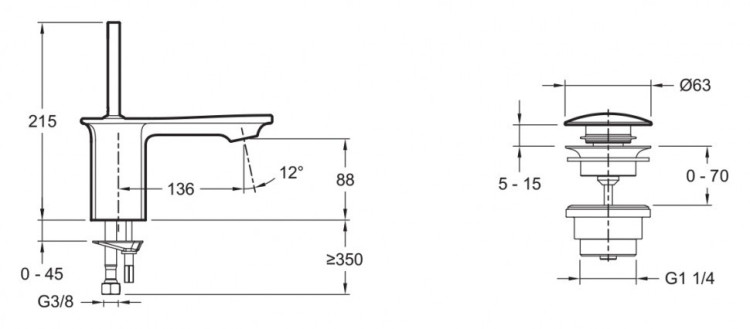 Смеситель для раковины Jacob Delafon Stance E14760-CP