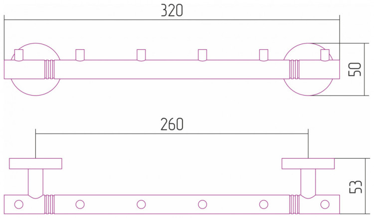 Вешалка Сунержа Каньон - 6 крючков / L 320 Флок красный