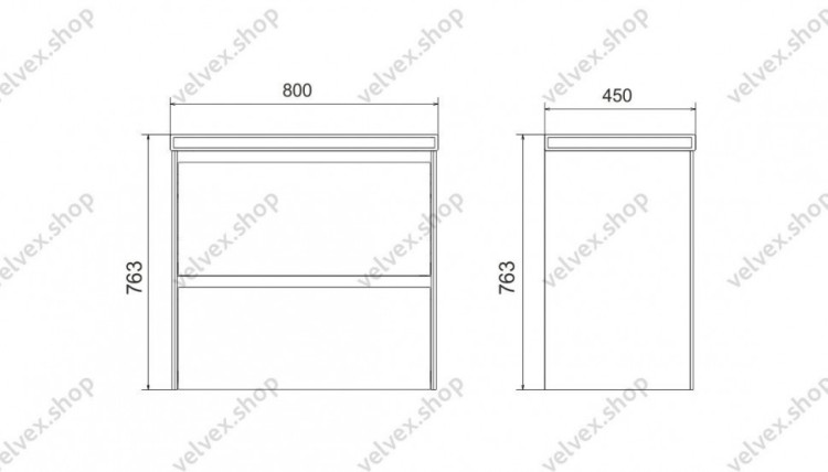 Тумба с раковиной Velvex Klaufs 80.2Y
