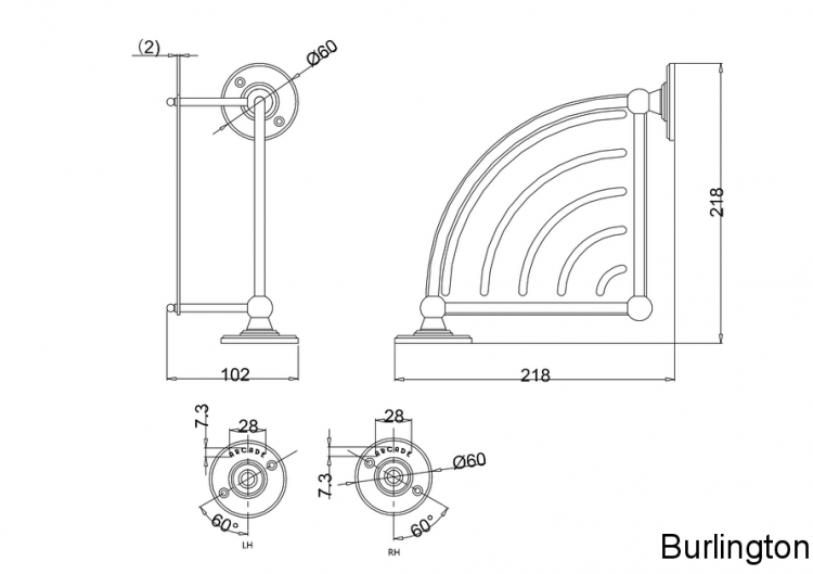 Полка - решётка угловая, ХРОМ [ARCA22 CHR]
