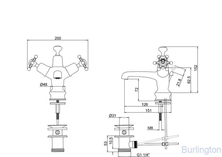 Смеситель для раковины на 1 отверстие Regent, с донным клапаном [BIR4 BLA]