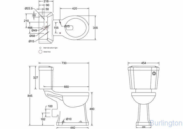 Унитаз-моноблок серии Regal с кнопкой, бачок 44см