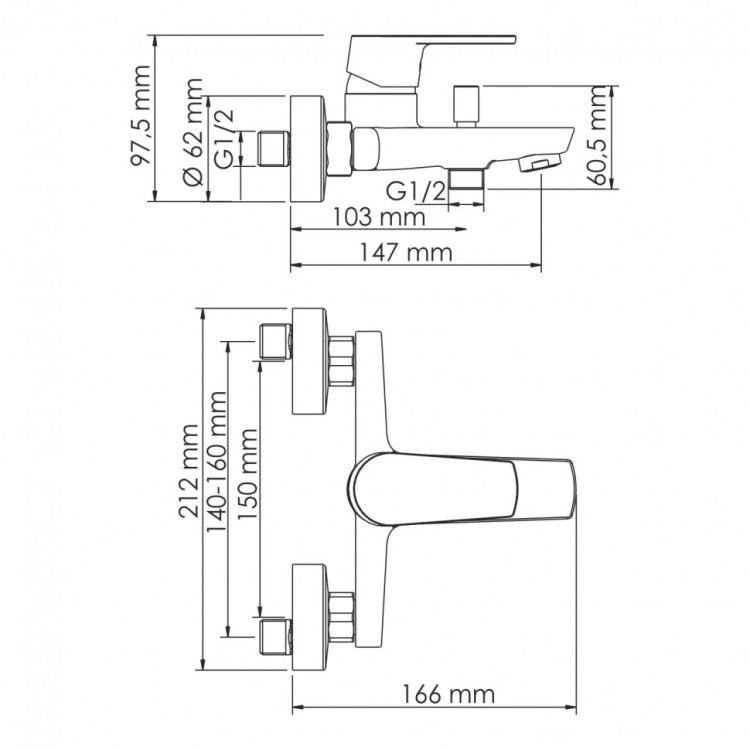 WasserKRAFT Dill 6101 Смеситель для ваннкороткиизливом