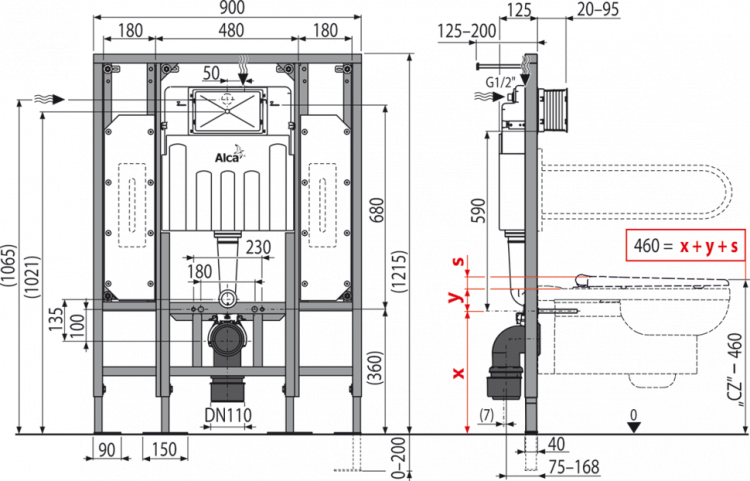 Скрытая система инсталляции для сухой установки (для гипсокартона) – для людей с ограниченными физическими возможностями Alcadrain AM101/1300H Sádromodul