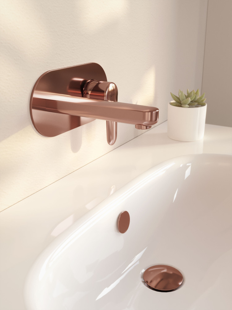 Встроенный смеситель Root Round для раковины, настенный, медь
