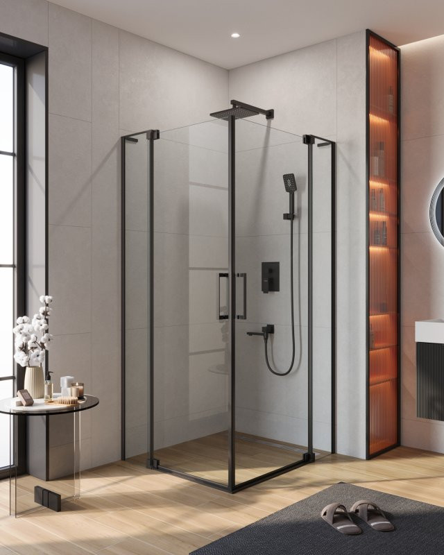 Душевой уголок SLIDER AH-2 Cezares SLIDER-AH-2-70/80-80/90-C-NERO