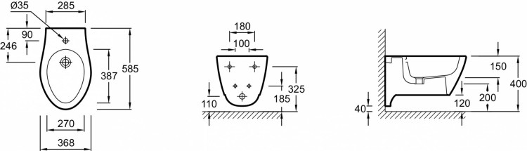 Подвесное биде 58,5 x 36,8 см Jacob Delafon VIA E1745-00