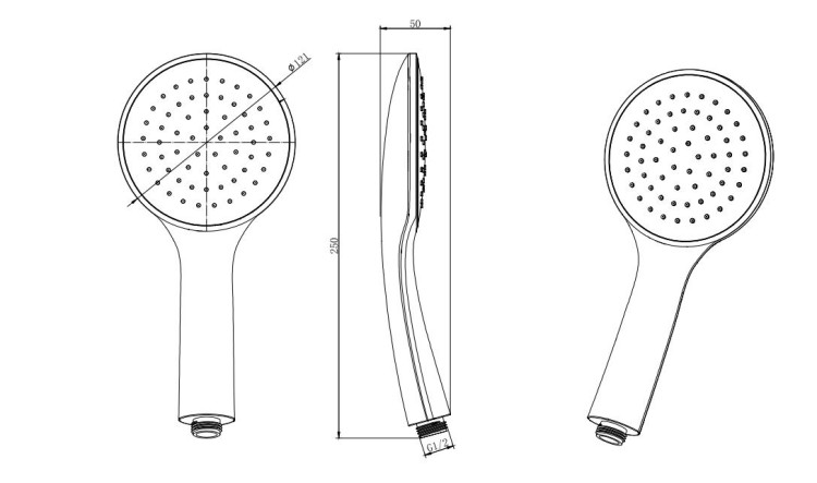 Ручной душ 1jet Aquatek, матовый черный AQ2001MB