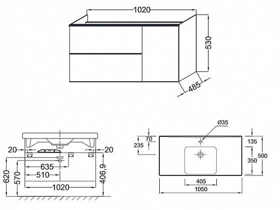 Тумба под раковину Jacob Delafon Odeon Up 102 подвесная
