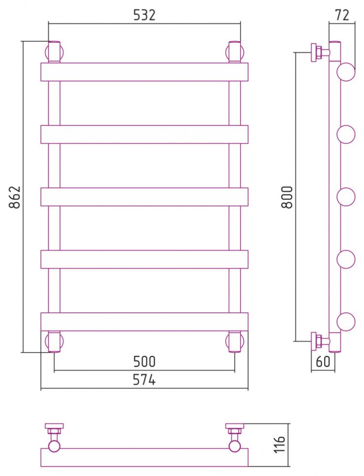 Полотенцесушитель водяной Сунержа Атлант 800х500 RAL 5023 Отдалённо-синий