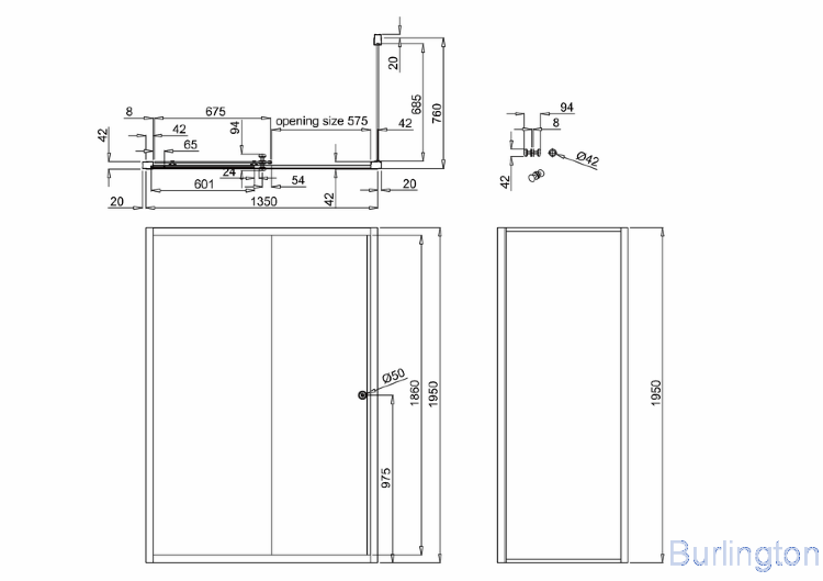 Дверь Arcade 1400mm раздвижная с боковым экраном 800mm, никель [ARC47 + ARC52]