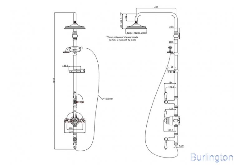 Душевая стойка c внешним термостатом BF3S c душевой насадкой 6''