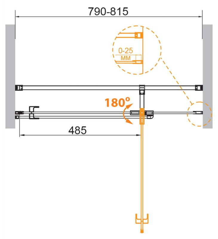 Душевая дверь в нишу VALVOLA-B-1 Cezares VALVOLA-B-1-90-C-Cr
