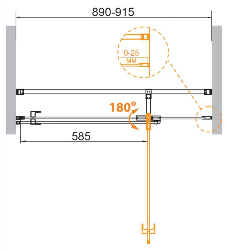 Душевая дверь в нишу VALVOLA-B-1 Cezares VALVOLA-B-1-90-C-Cr